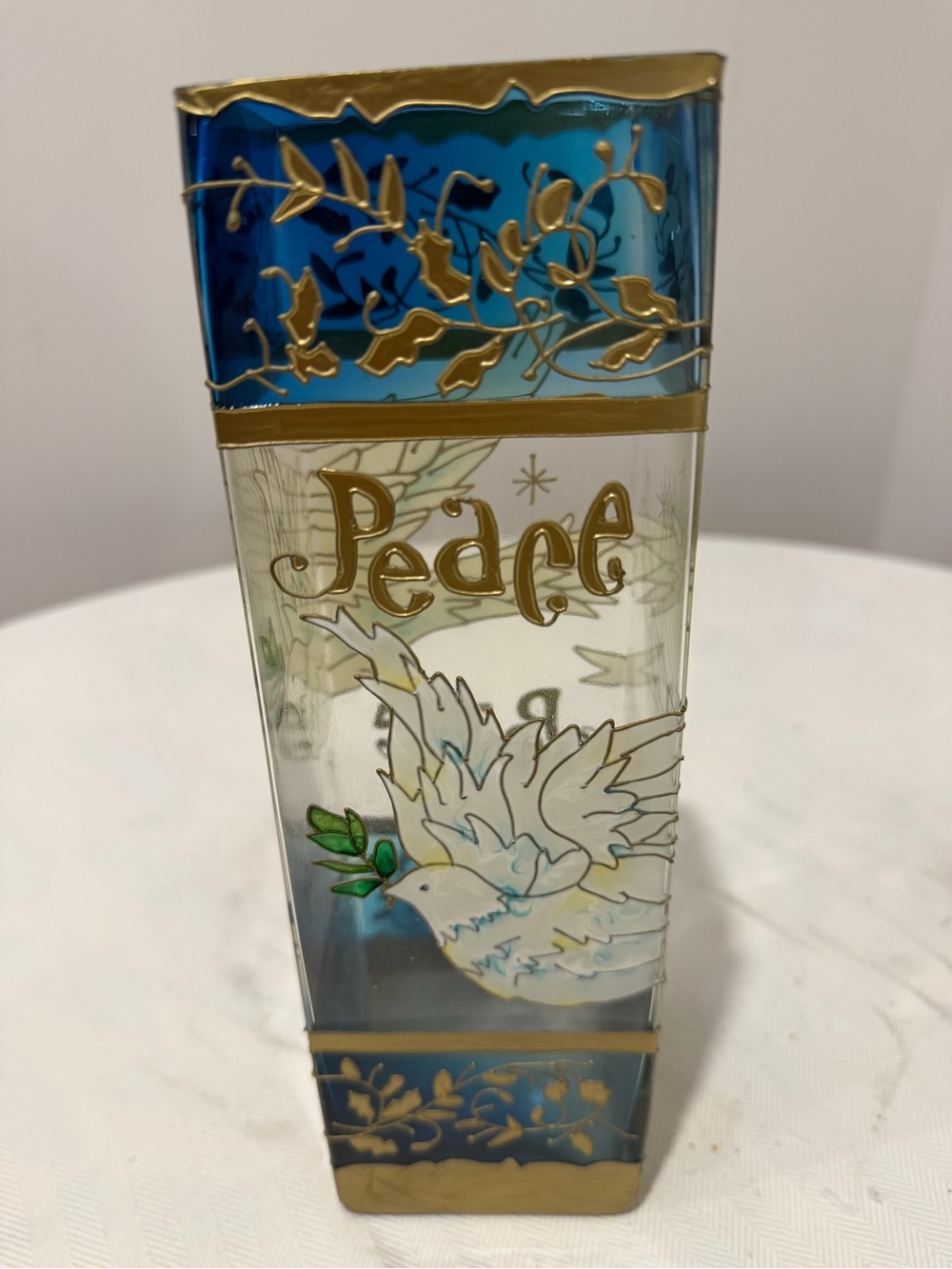 Joan Baker Designs Peace Dove Stained Glass Votive Candle Holder 2003 - Picture 4 of 6